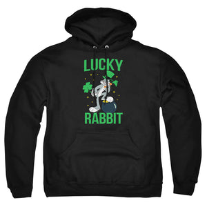 AN OFFCIALLY LICENSED LOONEY TUNES BUGS BUNNY ST. PATRICK'S LUCKY RABBIT ADULT UNISEX PULLOVER HOODIE BLACK