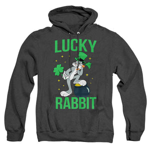 AN OFFCIALLY LICENSED LOONEY TUNES BUGS BUNNY ST. PATRICK'S LUCKY RABBIT ADULT UNISEX HEATHER PULLOVER HOODIE BLACK