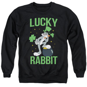 AN OFFCIALLY LICENSED LOONEY TUNES BUGS BUNNY ST. PATRICK'S LUCKY RABBIT ADULT UNISEX CREWNECK SWEATSHIRT BLACK