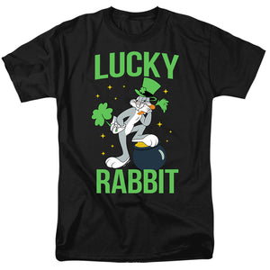 AN OFFCIALLY LICENSED LOONEY TUNES BUGS BUNNY ST. PATRICK'S LUCKY RABBIT MEN'S REGULAR FIT T-SHIRT BLACK