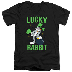 AN OFFCIALLY LICENSED LOONEY TUNES BUGS BUNNY ST. PATRICK'S LUCKY RABBIT MEN'S V-NECK T-SHIRT BLACK