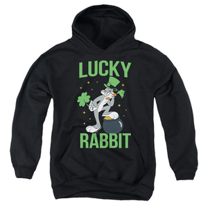 AN OFFCIALLY LICENSED LOONEY TUNES BUGS BUNNY ST. PATRICK'S LUCKY RABBIT YOUTH HOODIE BLACK