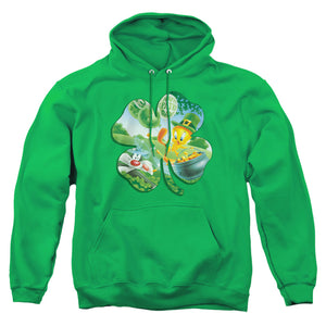AN OFFCIALLY LICENSED LOONEY TUNES TWEETY SHAMROCK ADULT UNISEX PULLOVER HOODIE KELLY GREEN