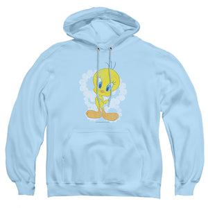 AN OFFCIALLY LICENSED LOONEY TUNES RETRO TWEETY ADULT UNISEX PULLOVER HOODIE LIGHT BLUE