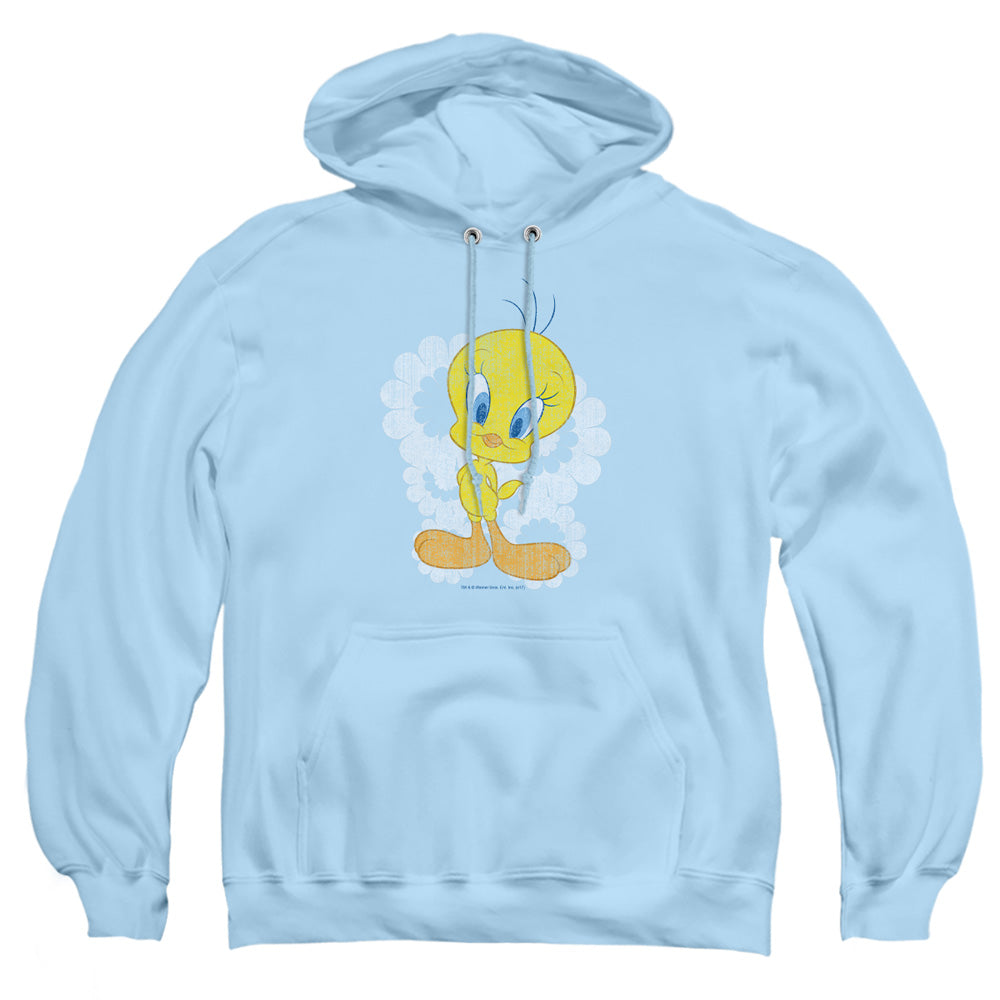 AN OFFCIALLY LICENSED LOONEY TUNES RETRO TWEETY ADULT UNISEX PULLOVER HOODIE LIGHT BLUE
