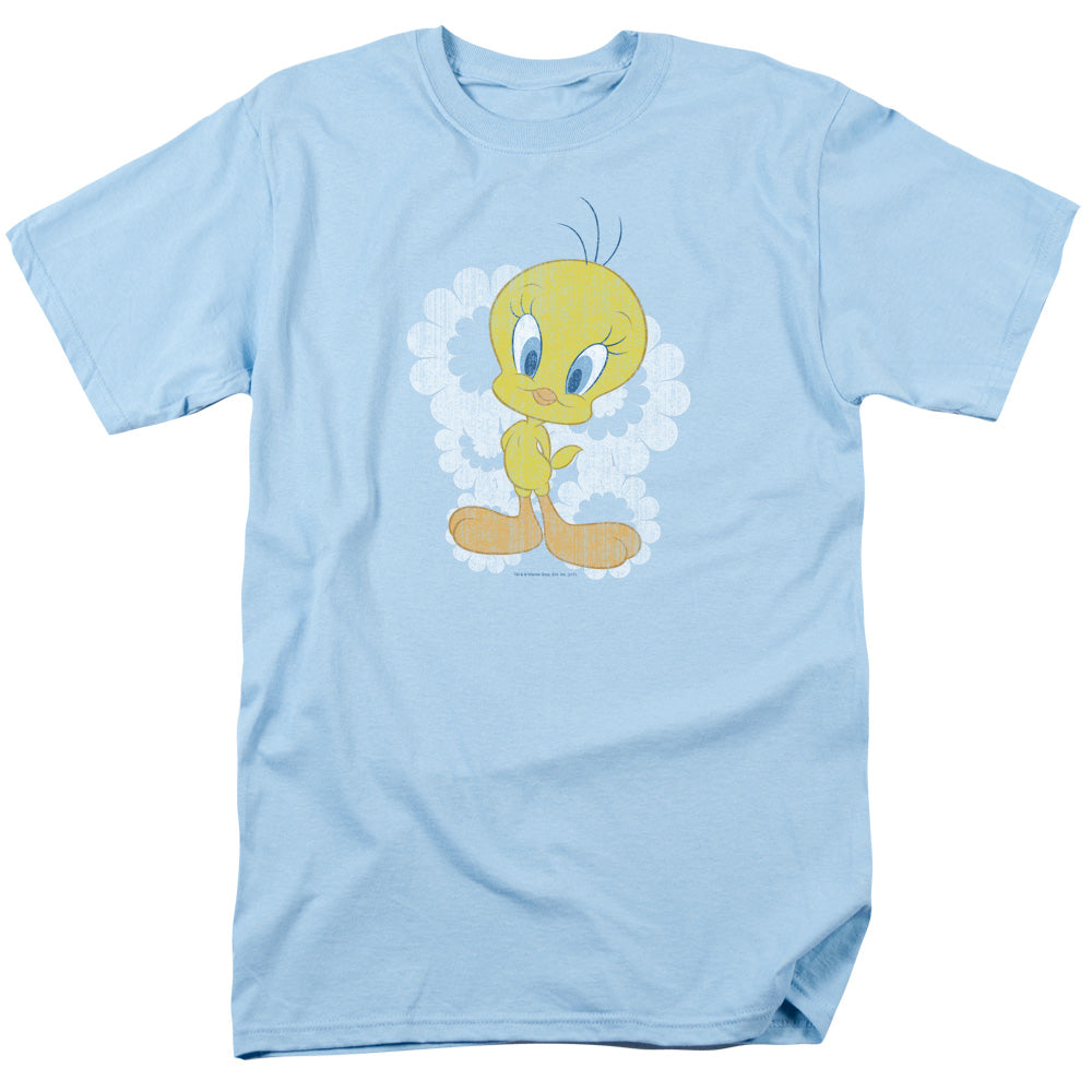 AN OFFCIALLY LICENSED LOONEY TUNES RETRO TWEETY MEN'S REGULAR FIT T-SHIRT LIGHT BLUE