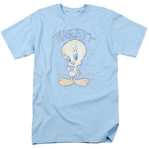 AN OFFCIALLY LICENSED LOONEY TUNES TWEETY FADE MEN'S REGULAR FIT T-SHIRT LIGHT BLUE