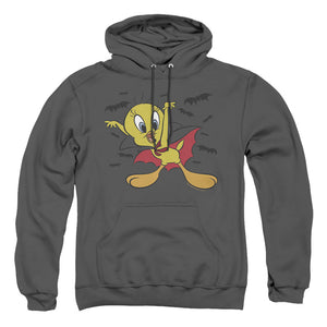 AN OFFCIALLY LICENSED LOONEY TUNES VAMPIRE TWEETY ADULT UNISEX PULLOVER HOODIE CHARCOAL