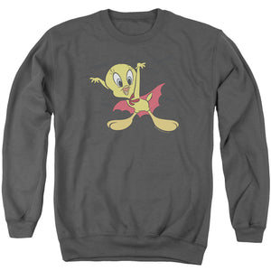 AN OFFCIALLY LICENSED LOONEY TUNES VAMPIRE TWEETY ADULT UNISEX CREWNECK SWEATSHIRT CHARCOAL