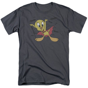 AN OFFCIALLY LICENSED LOONEY TUNES VAMPIRE TWEETY MEN'S REGULAR FIT T-SHIRT CHARCOAL