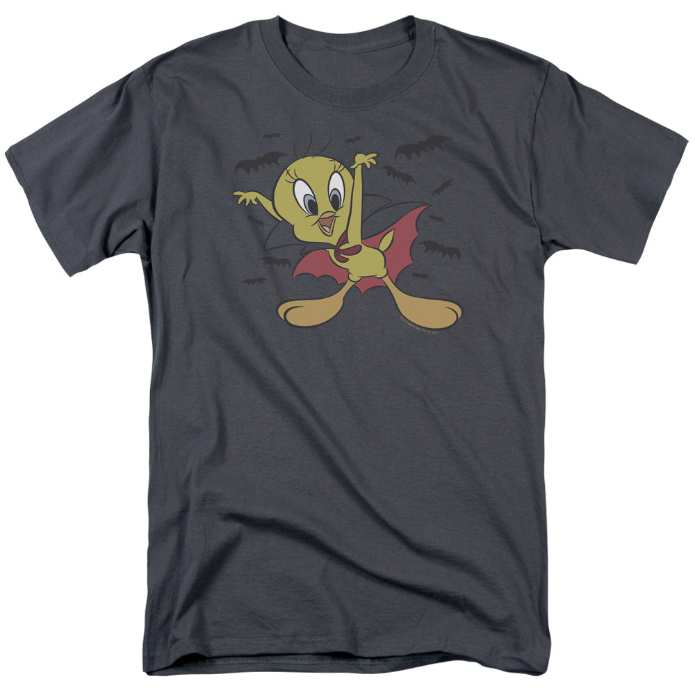 AN OFFCIALLY LICENSED LOONEY TUNES VAMPIRE TWEETY MEN'S REGULAR FIT T-SHIRT CHARCOAL