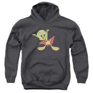 AN OFFCIALLY LICENSED LOONEY TUNES VAMPIRE TWEETY YOUTH HOODIE CHARCOAL