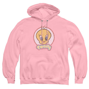 AN OFFCIALLY LICENSED LOONEY TUNES RETRO TWEETY ADULT UNISEX PULLOVER HOODIE PINK