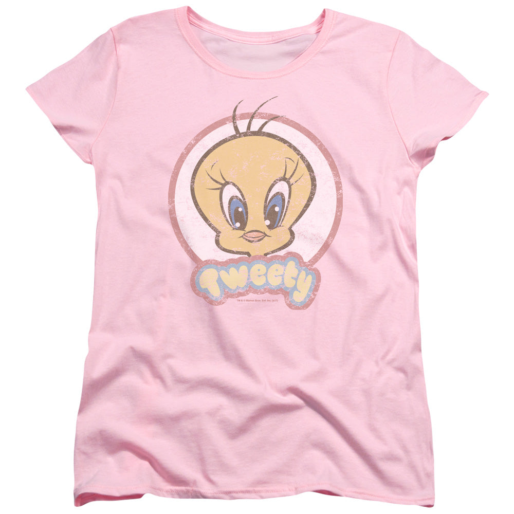 AN OFFCIALLY LICENSED LOONEY TUNES RETRO TWEETY WOMEN'S REGULAR FIT T-SHIRT PINK