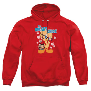 AN OFFCIALLY LICENSED LOONEY TUNES ONE SMART CHICK ADULT UNISEX PULLOVER HOODIE RED