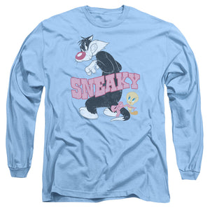 AN OFFCIALLY LICENSED LOONEY TUNES SNEAKY MEN'S LONG SLEEVE T-SHIRT CAROLINA BLUE