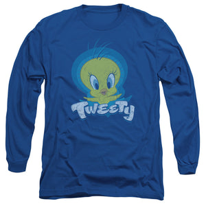 AN OFFCIALLY LICENSED LOONEY TUNES TWEETY SWIRL MEN'S LONG SLEEVE T-SHIRT ROYAL