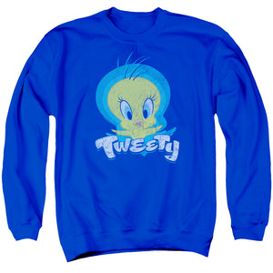 AN OFFCIALLY LICENSED LOONEY TUNES TWEETY SWIRL ADULT UNISEX CREWNECK SWEATSHIRT ROYAL