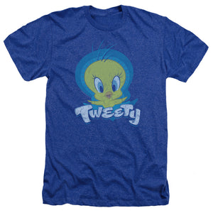 AN OFFCIALLY LICENSED LOONEY TUNES TWEETY SWIRL MEN'S HEATHER T-SHIRT ROYAL