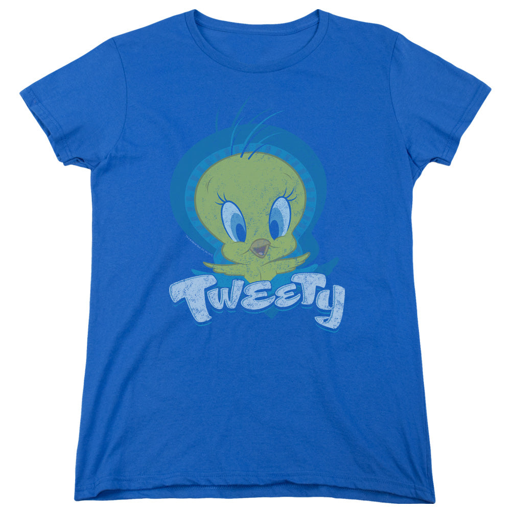 AN OFFCIALLY LICENSED LOONEY TUNES TWEETY SWIRL WOMEN'S REGULAR FIT T-SHIRT ROYAL