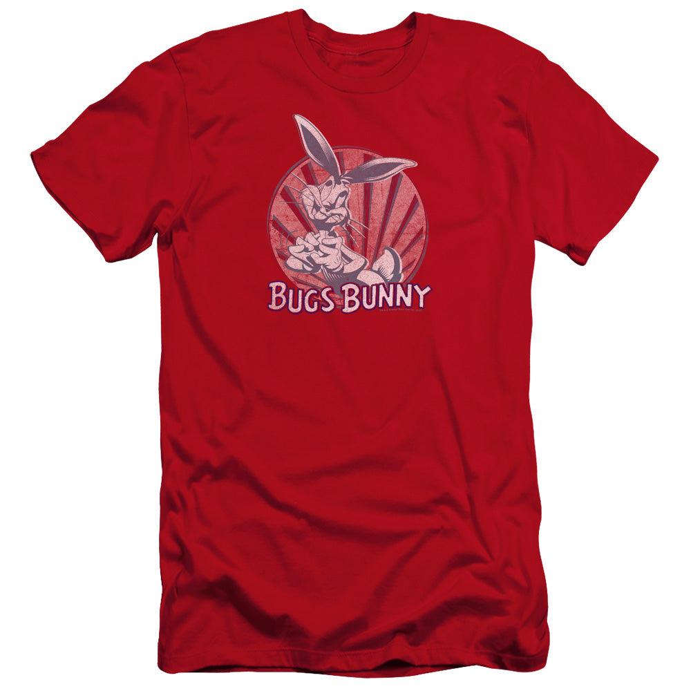AN OFFCIALLY LICENSED LOONEY TUNES WISHFUL THINKING MEN'S PREMIUM SLIM FIT T-SHIRT RED