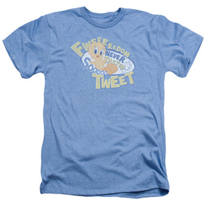 AN OFFCIALLY LICENSED LOONEY TUNES FWEEDOM MEN'S HEATHER T-SHIRT LIGHT BLUE