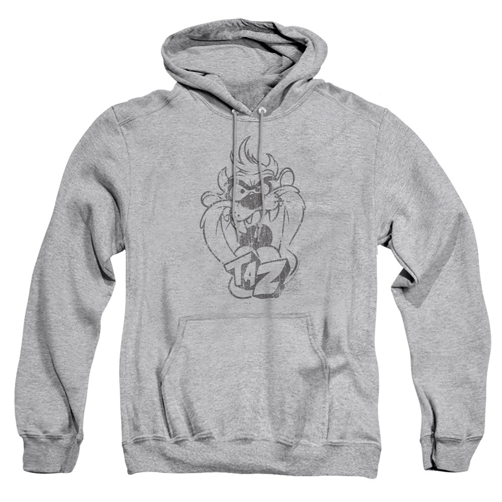AN OFFCIALLY LICENSED LOONEY TUNES FADED TAZ ADULT UNISEX PULLOVER HOODIE ATHLETIC HEATHER