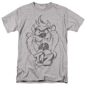 AN OFFCIALLY LICENSED LOONEY TUNES FADED TAZ MEN'S REGULAR FIT T-SHIRT ATHLETIC HEATHER