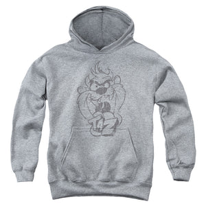 AN OFFCIALLY LICENSED LOONEY TUNES FADED TAZ YOUTH HOODIE ATHLETIC HEATHER