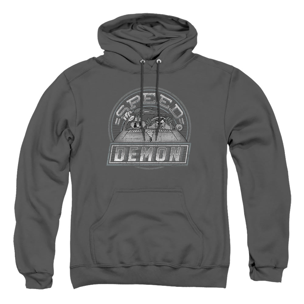 AN OFFCIALLY LICENSED LOONEY TUNES SPEED DEMON ADULT UNISEX PULLOVER HOODIE CHARCOAL