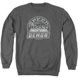AN OFFCIALLY LICENSED LOONEY TUNES SPEED DEMON ADULT UNISEX CREWNECK SWEATSHIRT CHARCOAL