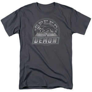 AN OFFCIALLY LICENSED LOONEY TUNES SPEED DEMON MEN'S REGULAR FIT T-SHIRT CHARCOAL