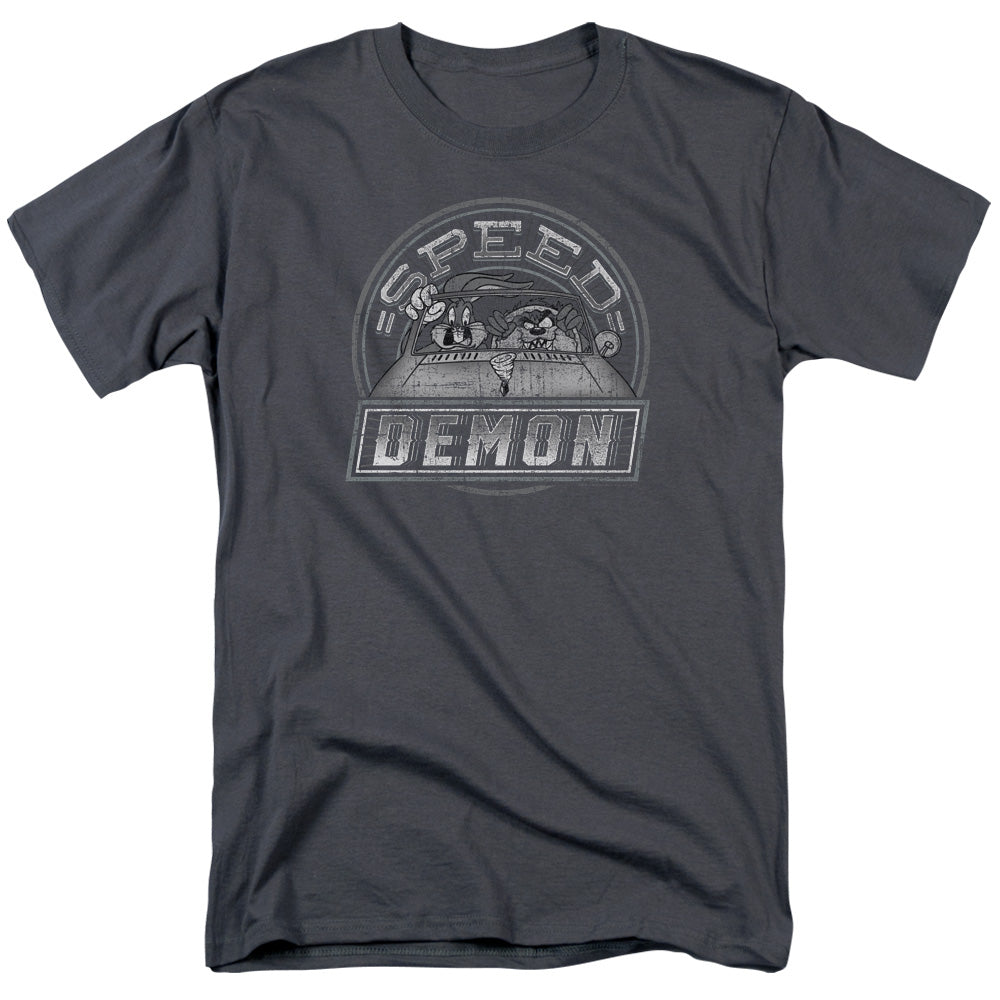 AN OFFCIALLY LICENSED LOONEY TUNES SPEED DEMON MEN'S REGULAR FIT T-SHIRT CHARCOAL