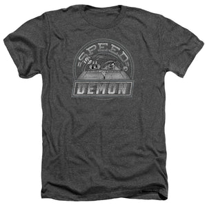 AN OFFCIALLY LICENSED LOONEY TUNES SPEED DEMON MEN'S HEATHER T-SHIRT CHARCOAL