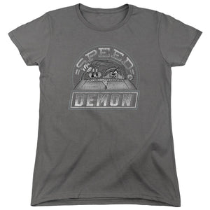 AN OFFCIALLY LICENSED LOONEY TUNES SPEED DEMON WOMEN'S REGULAR FIT T-SHIRT CHARCOAL