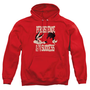 AN OFFCIALLY LICENSED LOONEY TUNES PERSISTENCE ADULT UNISEX PULLOVER HOODIE RED