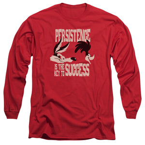 AN OFFCIALLY LICENSED LOONEY TUNES PERSISTENCE MEN'S LONG SLEEVE T-SHIRT RED