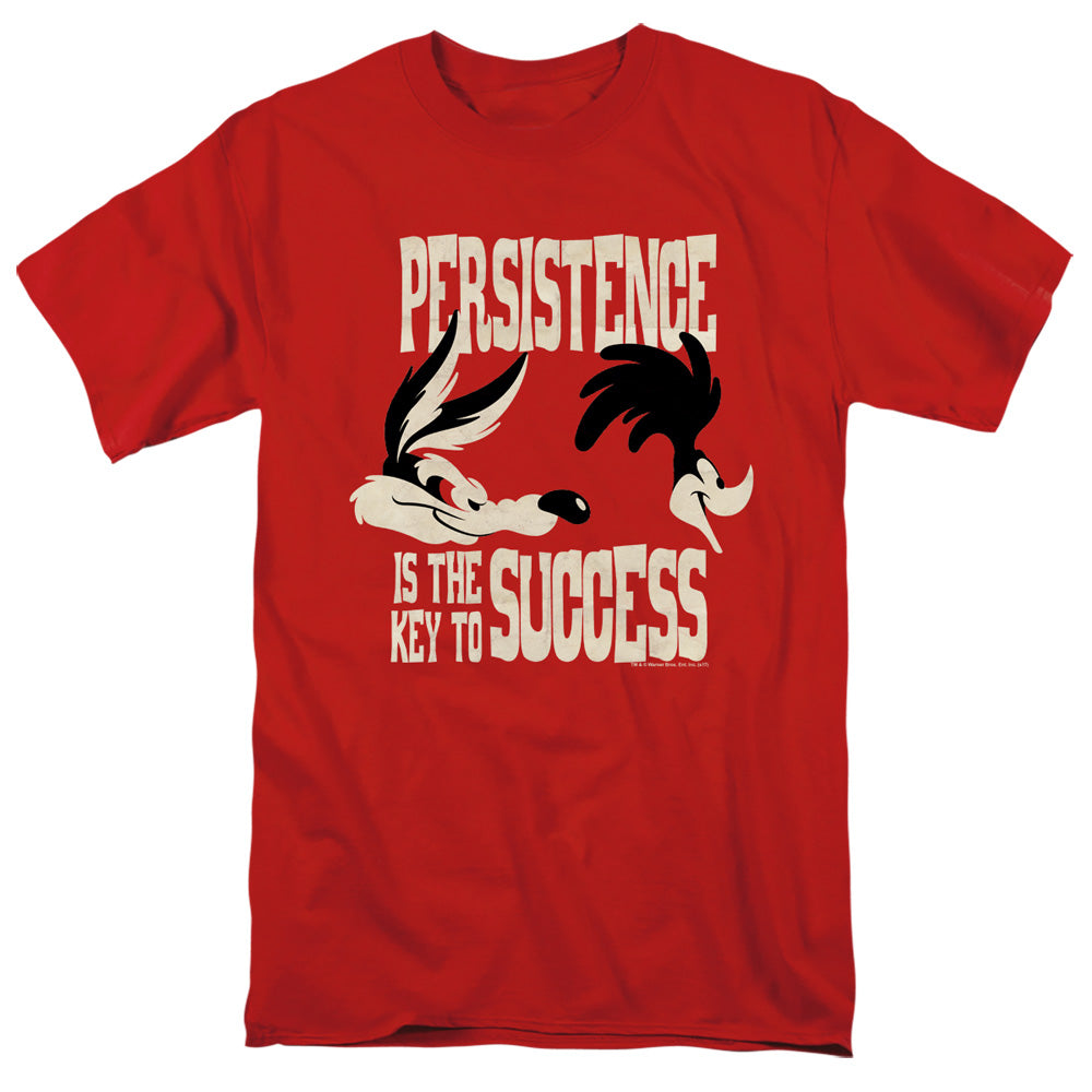 AN OFFCIALLY LICENSED LOONEY TUNES PERSISTENCE MEN'S REGULAR FIT T-SHIRT RED