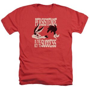 AN OFFCIALLY LICENSED LOONEY TUNES PERSISTENCE MEN'S HEATHER T-SHIRT RED