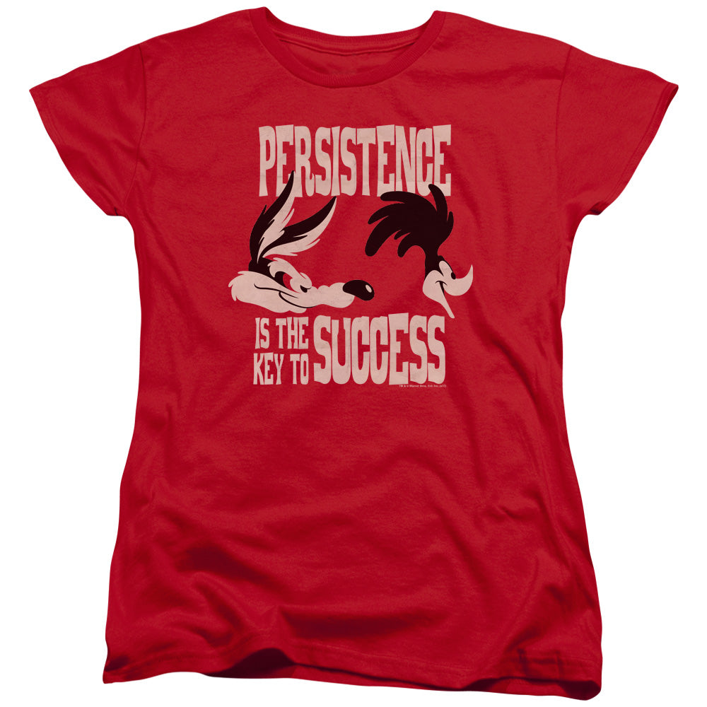 AN OFFCIALLY LICENSED LOONEY TUNES PERSISTENCE WOMEN'S REGULAR FIT T-SHIRT RED