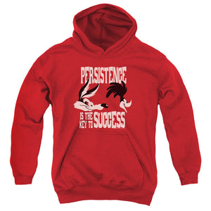 AN OFFCIALLY LICENSED LOONEY TUNES PERSISTENCE YOUTH HOODIE RED