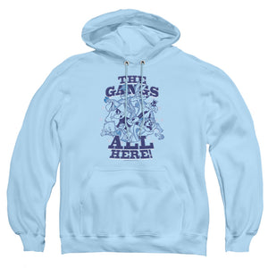 AN OFFCIALLY LICENSED LOONEY TUNES BLUE GANG ADULT UNISEX PULLOVER HOODIE LIGHT BLUE