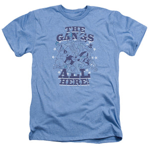 AN OFFCIALLY LICENSED LOONEY TUNES BLUE GANG MEN'S HEATHER T-SHIRT LIGHT BLUE