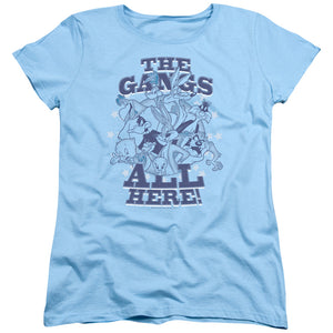 AN OFFCIALLY LICENSED LOONEY TUNES BLUE GANG WOMEN'S REGULAR FIT T-SHIRT LIGHT BLUE