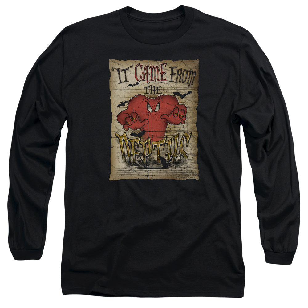 AN OFFCIALLY LICENSED LOONEY TUNES THE DEPTHS MEN'S LONG SLEEVE T-SHIRT BLACK