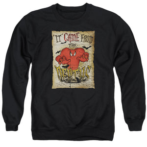 AN OFFCIALLY LICENSED LOONEY TUNES THE DEPTHS ADULT UNISEX CREWNECK SWEATSHIRT BLACK