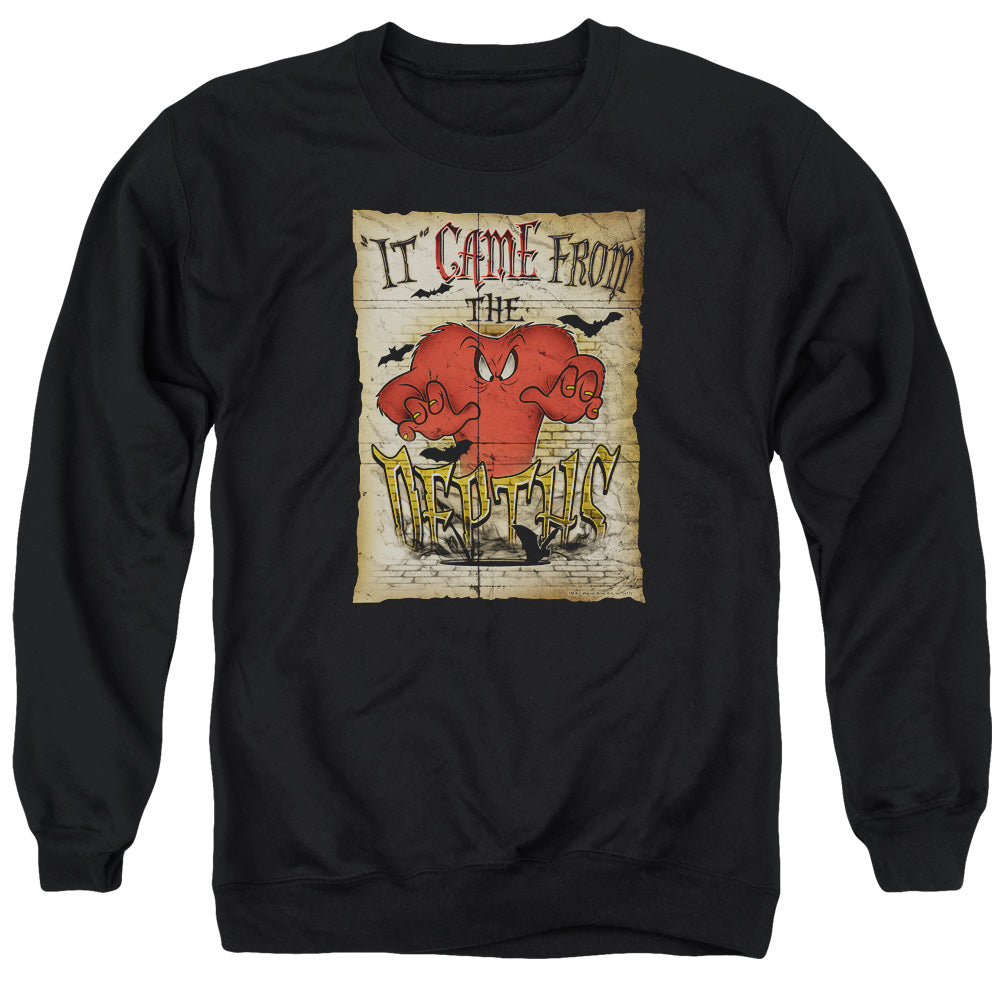AN OFFCIALLY LICENSED LOONEY TUNES THE DEPTHS ADULT UNISEX CREWNECK SWEATSHIRT BLACK