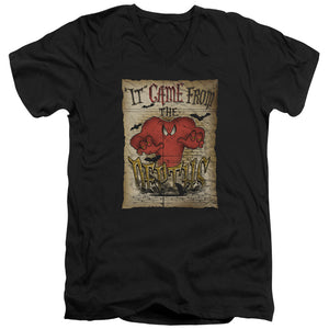AN OFFCIALLY LICENSED LOONEY TUNES THE DEPTHS MEN'S V-NECK T-SHIRT BLACK