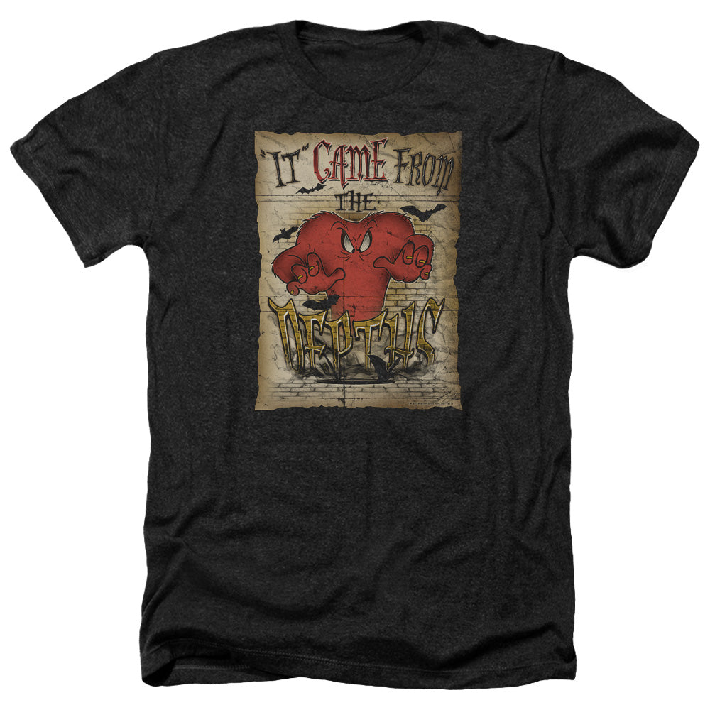 AN OFFCIALLY LICENSED LOONEY TUNES THE DEPTHS MEN'S HEATHER T-SHIRT CHARCOAL
