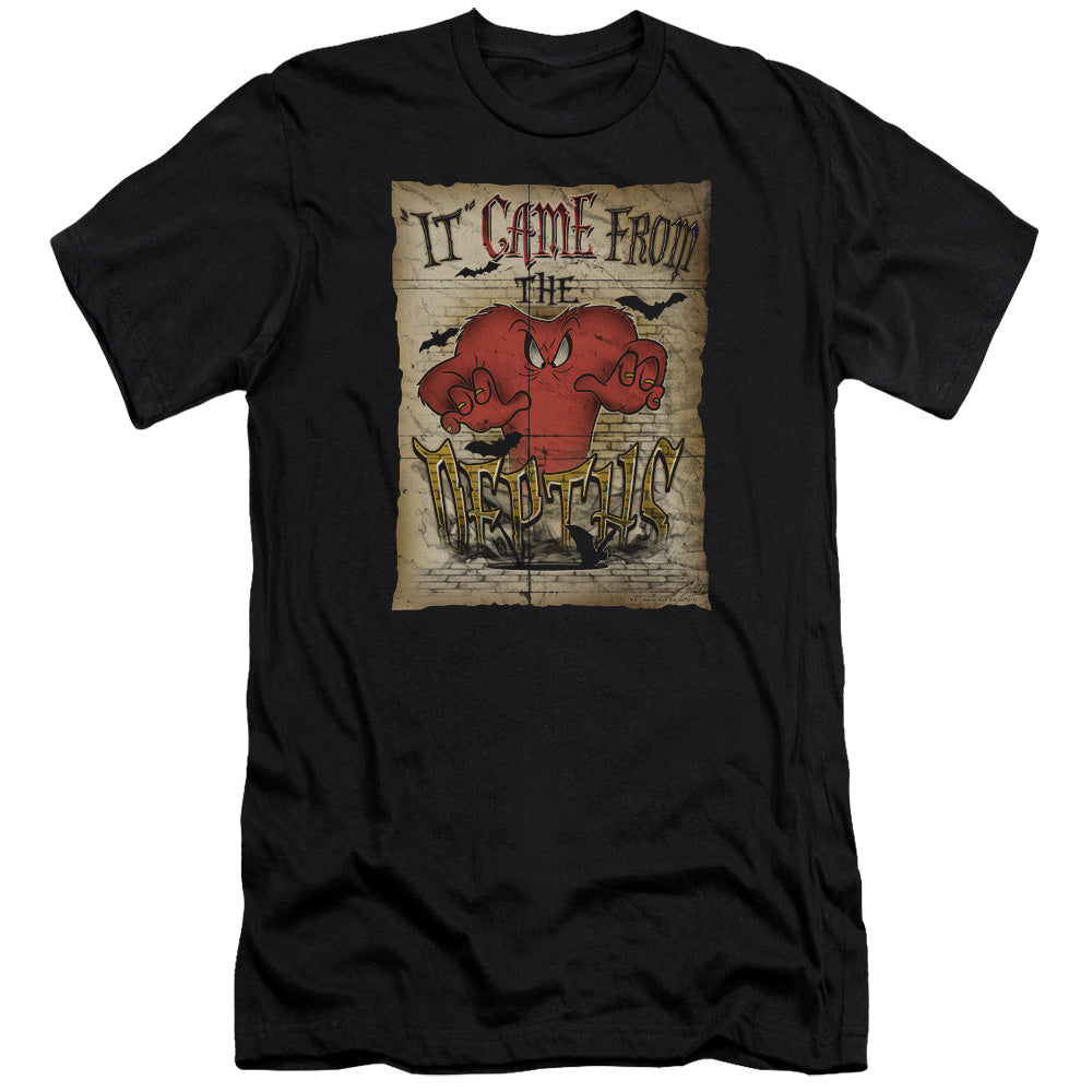 AN OFFCIALLY LICENSED LOONEY TUNES THE DEPTHS MEN'S PREMIUM SLIM FIT T-SHIRT BLACK